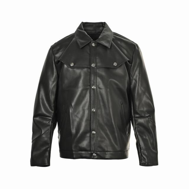 Chrome Hearts 克罗心Ch 手臂大刺绣皮衣外套 原版杭州国专84000购入，面料定织采用黑色荔枝纹真皮材质，定制真丝提花Logo里布，刺绣采用Taj