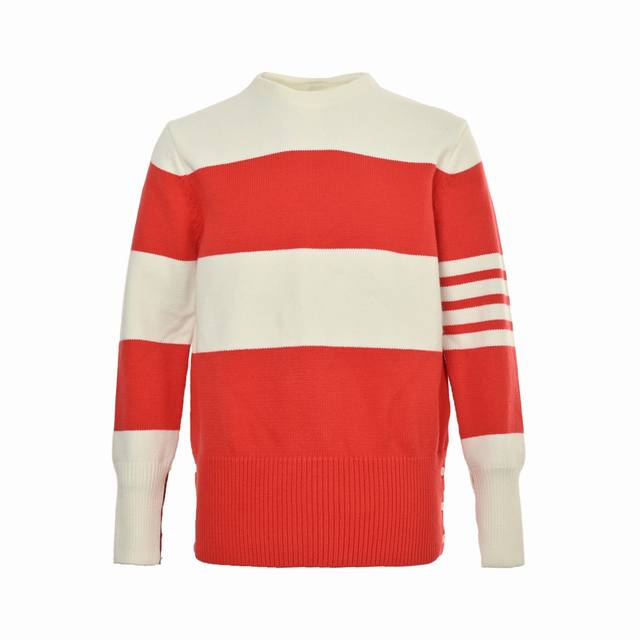 Thom Browne 汤姆布朗 25Fw 红色条纹圆领毛衣 高品质意大利进口面料，高密度针织，百搭毛衣，内搭衬衫都帅气十足更耐穿更加不易变形，版型极好，各种风