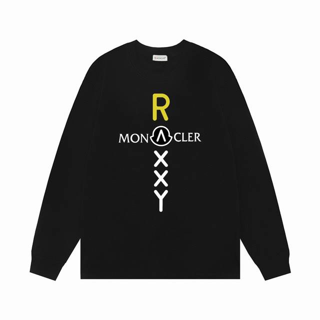 Moncler蒙口盟可睐25新款十字架印花长袖T恤 纯棉双纱300克长袖 ：黑 白 灰 ：Xs-L