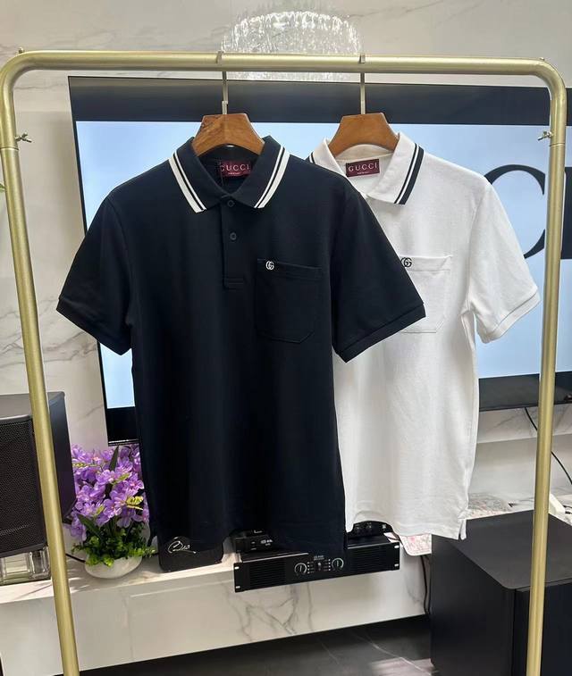 Gucci 25Fw夏季新品翻领Polp短袖 高端商务时尚单品设计，更加时尚舒适，高标准定制，上身非常有型，奢华品牌经典Logo图案 客供辅料，客供进口舒适透气