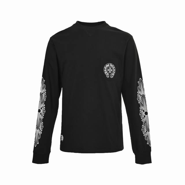 Chrome Hearts 克罗心 25Fw 前后马蹄印花长袖T恤 高克重高密度高品质 毛料柔软细腻亲肤 触感软糯丝滑 保暖性亲肤性极佳 定织定染无色差 无论面