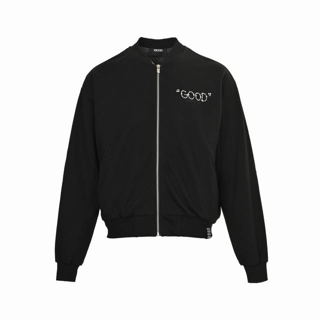 Good Brand 珍珠标语字母拉链夹克外套 面料采用500克毛圈高克重100%纯棉洗一辈子都不会变形的 男女同款 官网细节一致 全套包装 三标齐全 防潮纸
