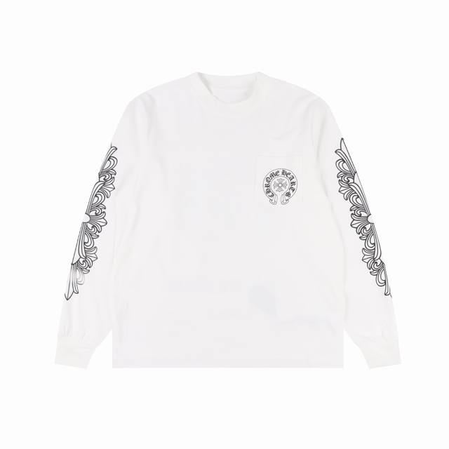 Chrome Hearts 克罗心马蹄梵文印花长袖 秋冬王炸整体上身特彰显时尚和个性，情侣一起穿更是炸街王牌推荐T恤 颜色：黑色 白色 尺码：Xs-L