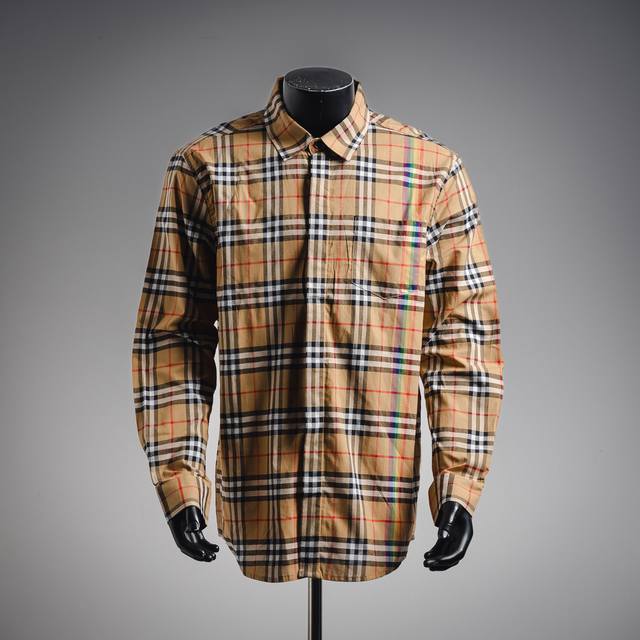 Burberry 巴宝莉Bbr 25Ss经典款霓虹彩虹条长袖衬衫 官网在售客供进口定织面料，手感舒适，质感一流纯原单三标防伪随便验宽松版型，男女同款！ 尺码：X