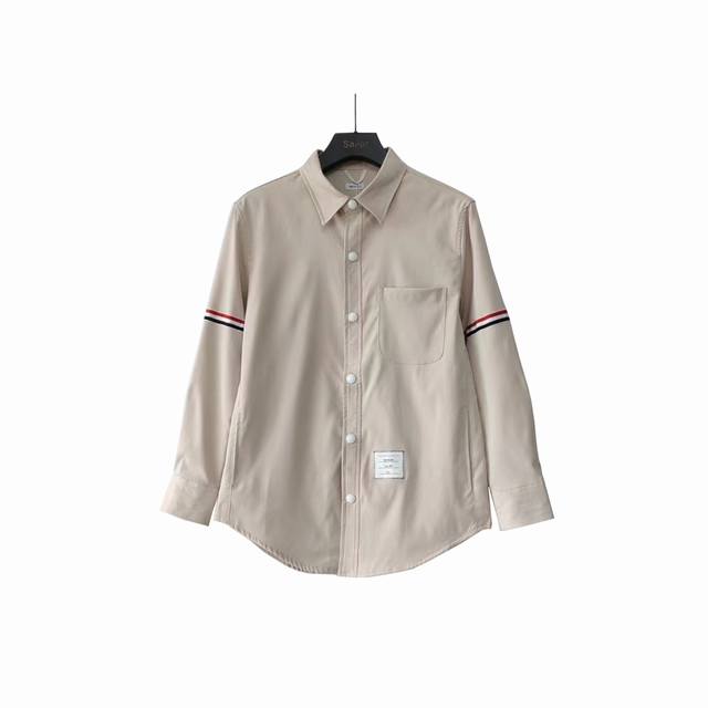 实拍细节图+尺码表 新款Tb尼龙厚款夹克衬衫 Thom Browne 汤姆布朗 .Tb尼龙夹克衬衫双袖标彩条衬衣外套 内里全包边 原版一比一复刻 扣子Tb字母