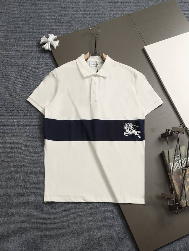 巴宝莉 Burberry 微宽版型M-3Xl 25Ss最新最顶级独家限定 印花拼接专柜款 超爆翻领纽扣Polo衫 经典战马印花精美工艺 320克洗水面料T恤作为
