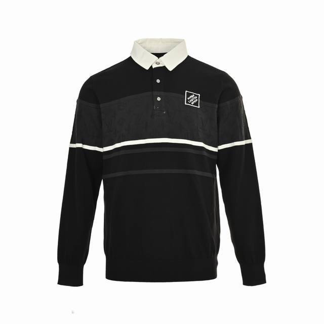 Louis Vuitton 路易威登 暗纹拼接提花Polo卫衣 正品1 0购入，40支精梳棉棉纱，斜纹梭织棉布，采用德国进口 Soto 14针织机，进口刺绣，毛