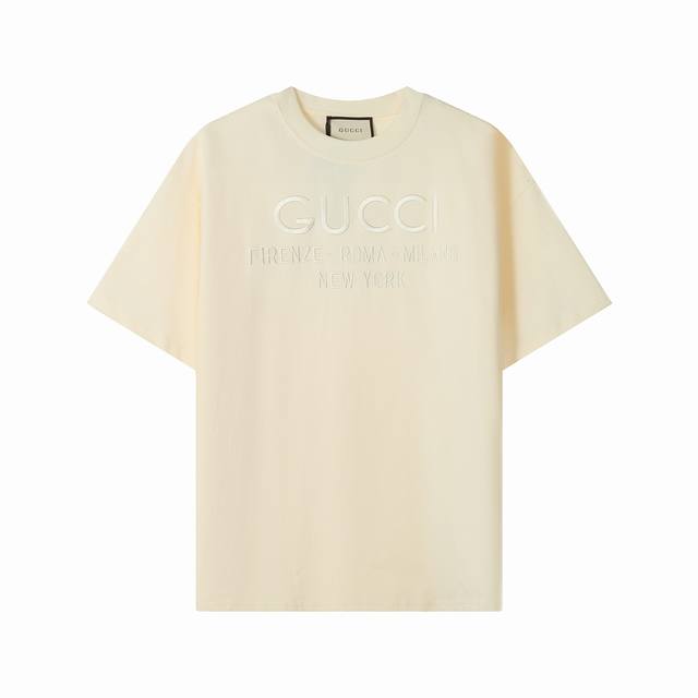 7206款，高端定制，独家最高品质版本Gucc*家刺绣Logo圆领短袖T恤，采用独家定制290G原版1:1双股双纱纯棉面料，定织定染同缸无色差罗纹，定制1:1辅