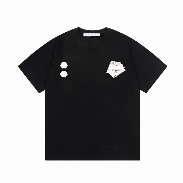 Off-White 扑克牌大Logo印花 原版面料 官方同款 短袖T恤 定制 同缸染面料 手感非常舒服 春夏最新砖柜同步 时尚又个性 超级百搭好看 男女都非常合