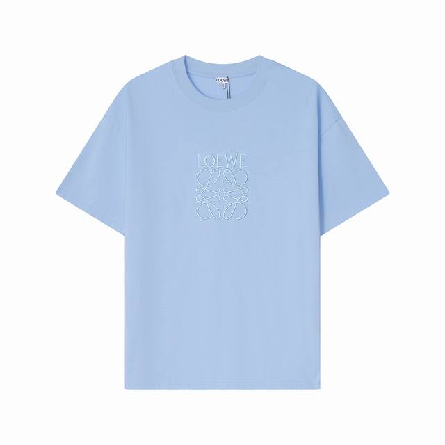 0211款，高端定制，独家最高品质版本Loewe*家Logo刺绣圆领短袖T恤，采用独家定制290G原版1:1双股双纱纯棉面料，定织定染同缸无色差罗纹，定制1:1