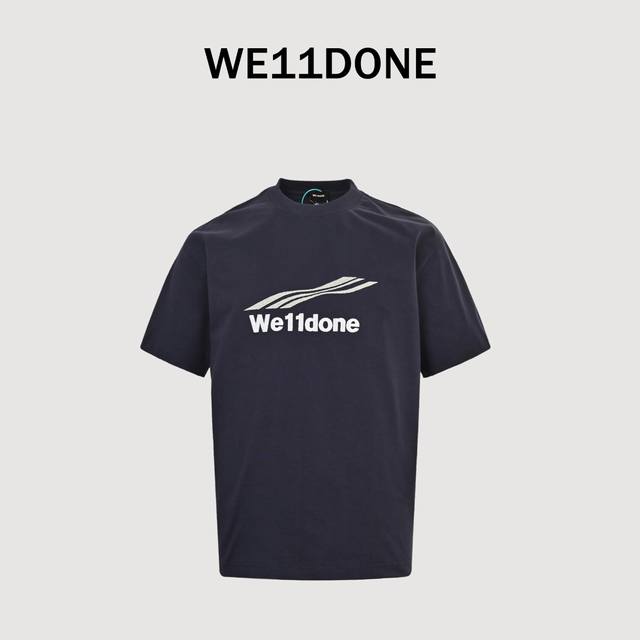 We11 Done夏季新款三标Logo字母刺绣 短袖T恤 高克重320克双纱纯棉面料 男女同款 宽松版型 颜色：藏蓝 白色 尺码: S M L