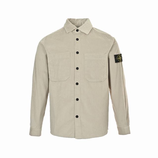 Stone Island 石头岛 25Fw 灯芯绒衬衫夹克外套 原 5购入开发，面料采用260G平纹精品灯芯绒，采用进口匹棉定织定染95棉5锦纶，通过割绒、刷绒