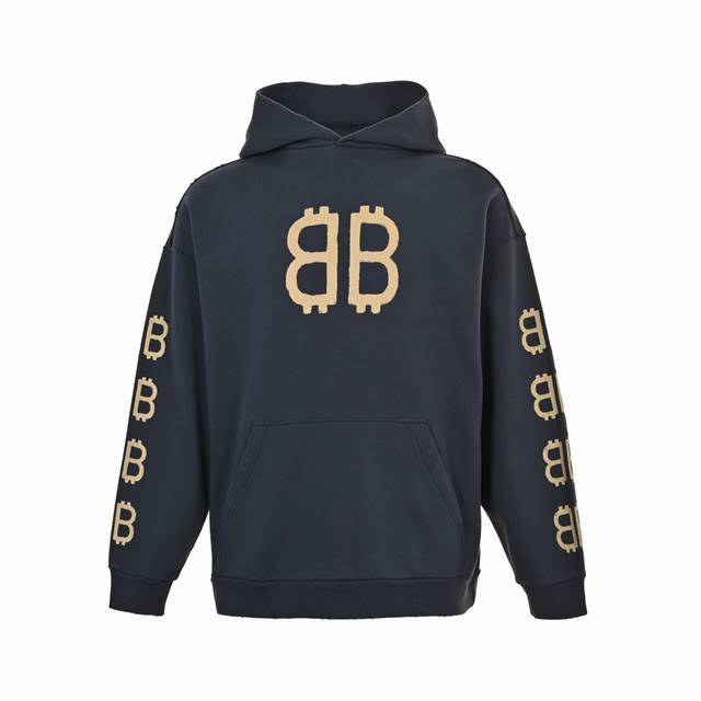 Balenciaga 巴黎世家 25Fw 双B印花连帽卫衣 男女同款 蓝色 Size:Xs-L 印花: 采用进口浆料印刷，成衣普洗，不变形褪色缩水。 面料: 采