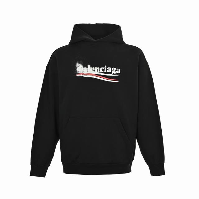 Balenciaga 巴黎世家 25Fw 模糊可乐印花连帽卫衣 黑色 Size:Xs-L 印花: 采用进口浆料印刷，成衣普洗，不变形褪色缩水。 面料: 采用Zp