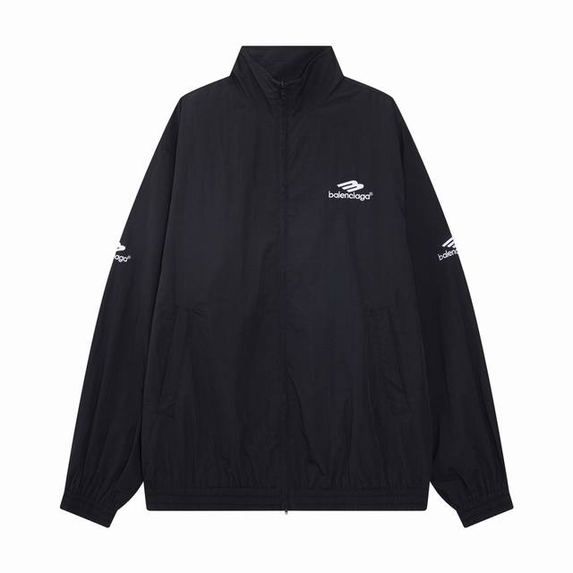 高版本Balenciaga巴黎世家24款. Fal运动系列款.Cardib出席走秀款。字母Logo刺绣 材料 光尼龙纤维高领冲锋衣 定制1:1五金拉链 颜色：黑