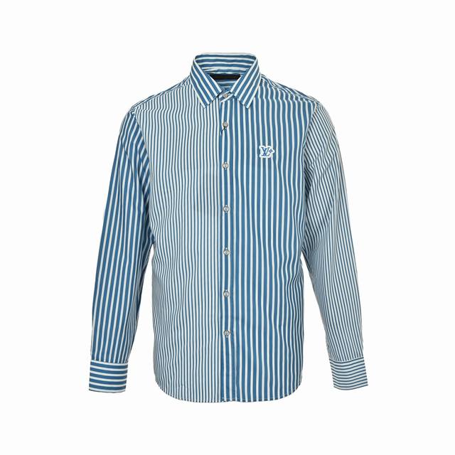 Louis Vuitton 路易威登 25Fw 条纹拼接衬衫 正品1 0购入，定制平纹压纹面料，75D衬布，模板刺绣，布匹直喷，定制辅料，合身版型 Size:S