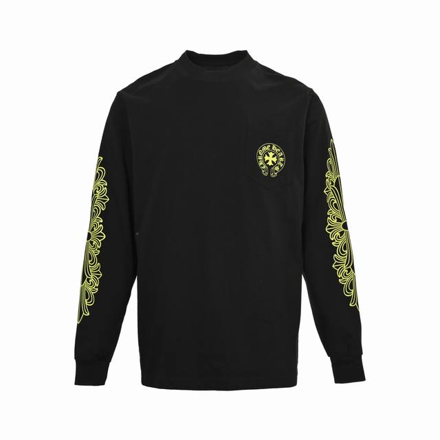 Chrome Hearts 克罗心 25Fw 梵文柠檬绿印花长袖 秋冬王炸整体上身特彰显时尚和个性，情侣一起穿更是炸街王牌推荐T恤 颜色：黑色 白色 Size: