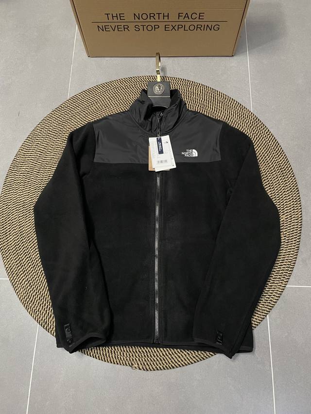 黑色 Thenorthface北面拼接抓绒衣春秋冬新款户外运动摇粒绒内胆外套 跟1990内胆冲锋衣完美融合内胆，1996羽绒服内胆可外穿功能型保暖运动跑步抓绒外