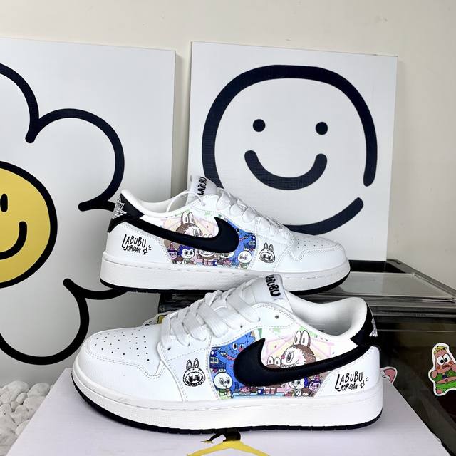 高版本新款Air Jordan 1 Low Aj低帮拉布布白黑 防滑耐磨 男女同款 36-44