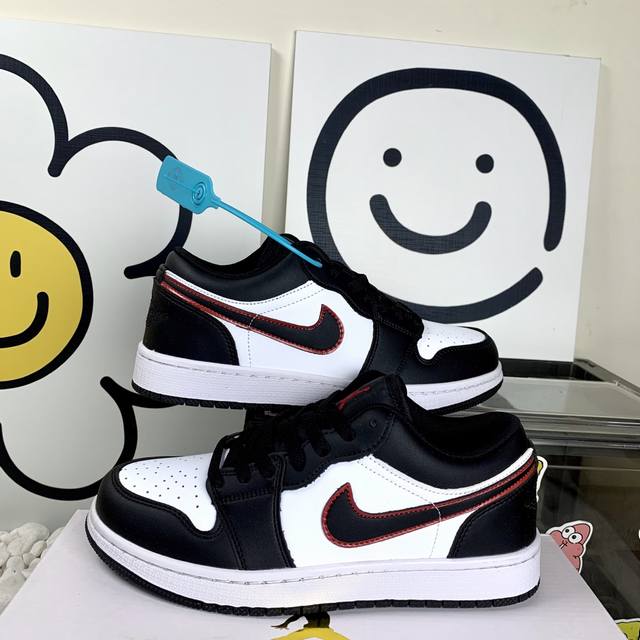 高版本新款Air Jordan 1 Low Aj低帮Mc005黑红 防滑耐磨 男女同款 36-44