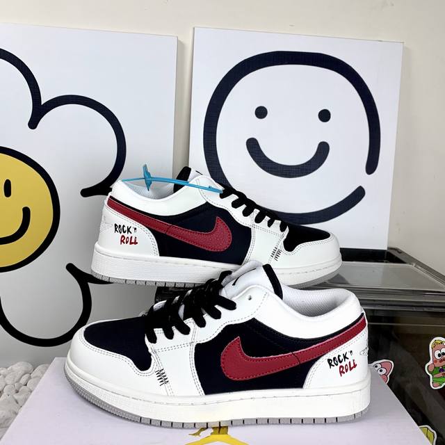 高版本新款Air Jordan 1 Low Aj低帮Mc005复古白黑红 防滑耐磨 男女同款 36-44