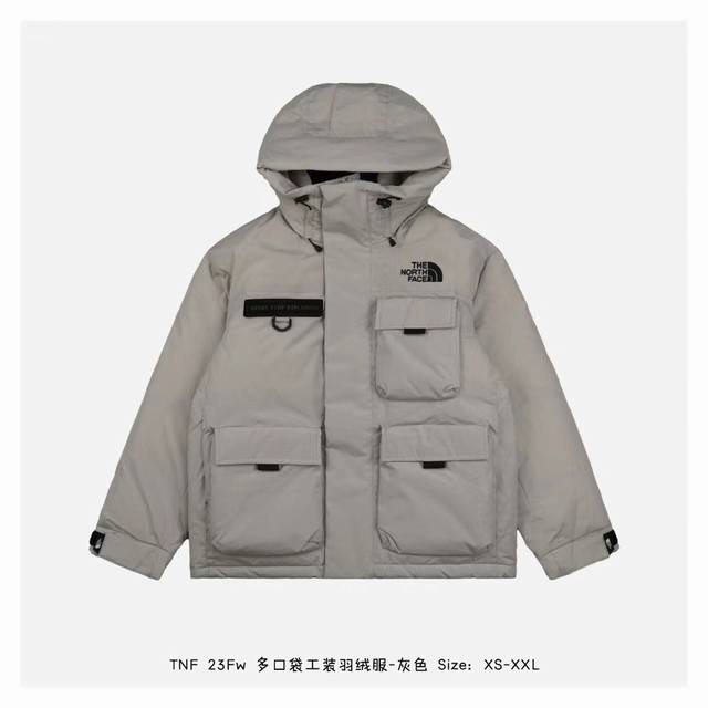 灰色 The North Face 申敏儿同款工装羽绒服 # 米白挂拍图 # 尺码：Xs-Xxl