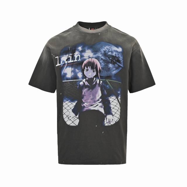 Saint Michael 25Ss 铃音联名款印花短袖 整体面料选用260克 %纯棉16织双纱汗布面料 圆筒无侧缝面料 螺纹选用300G %纯棉1*1弹力无根