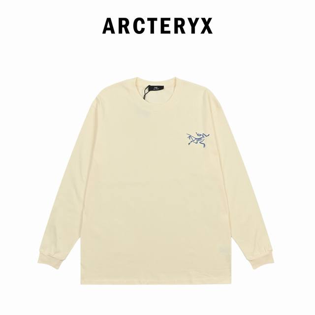Arcteryx始祖鸟 素描刺绣鸟圆领长袖T恤 纯棉双纱300克长袖 ：黑 白 杏 灰 031 ：Xs-L