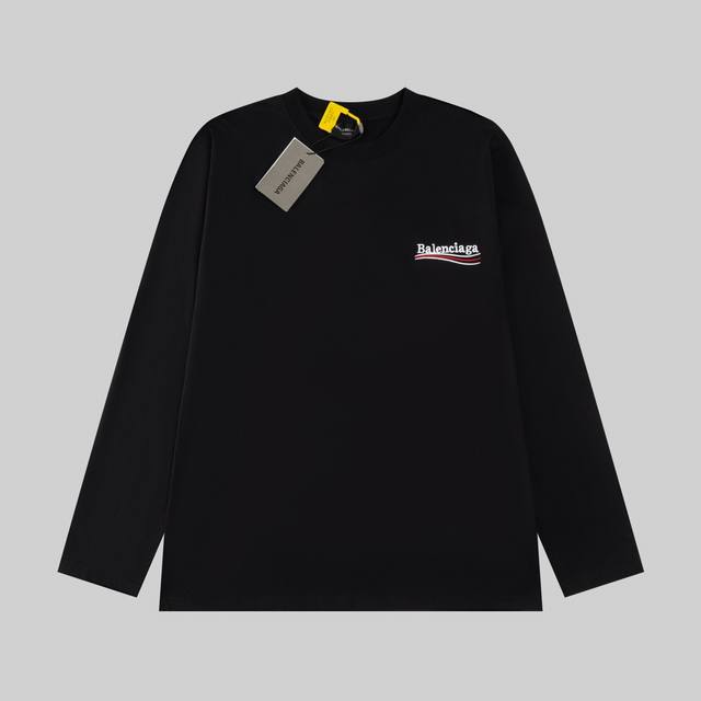 顶级品质面料 Balenciaga 巴黎世家2025Ss 经典可乐海浪Logo刺绣长袖 Logo采用进口田岛刺绣工艺 市场顶级的质量 官网品质 罗纹定织定染无色