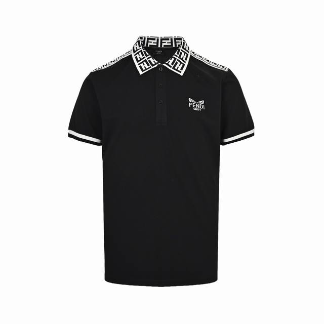Fendi 芬迪 25Ss 刺绣眼睛织带Polo短袖 选用棉质珠地网眼布打造，定制材质260G长绒棉。衣领为双系统提花定织扁机制成，有弹性，不变形。衣服全部原生
