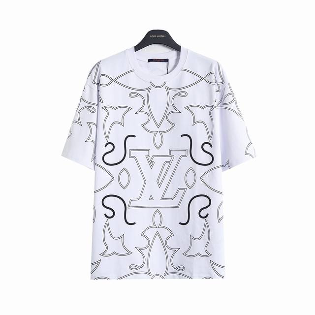 路易威登 1V 25Ss 线条老花满印短袖T恤 Lv019 轻奢主义 男女日常通勤穿搭必备单品 正确版本 随意对比 详细特征 260克 % 纯棉双纱汗布面料 面