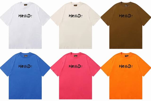 Ss比伯同款笑脸Drew Hello印花短袖高街宽松纯棉T恤 简单耐看的设计 Is 剪裁宽松风格 男女同款 情侣款 Oversize版型 尺码推荐表 M -11