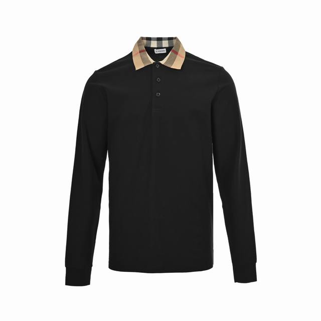 Burberry 巴宝莉 格纹翻领长袖Polo T恤 采用定制面料。添加杜邦公司Sorona 索罗娜 材料，亲肤性好、长效抗菌、防螨，更耐洗，棉线经过反复处理，