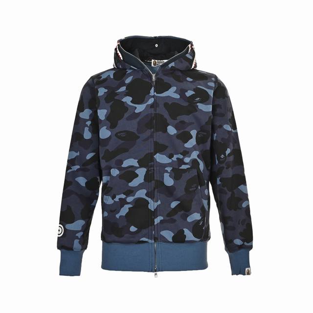 Bape 鲨鱼头老虎头拉链迷彩外套 蓝色形象让你成为最靓仔 官网发售款｜超级推荐｜超人气单品 亮点满满 秋冬宽松连帽卫衣 不起球不变形 原装包装 正品细节此款上
