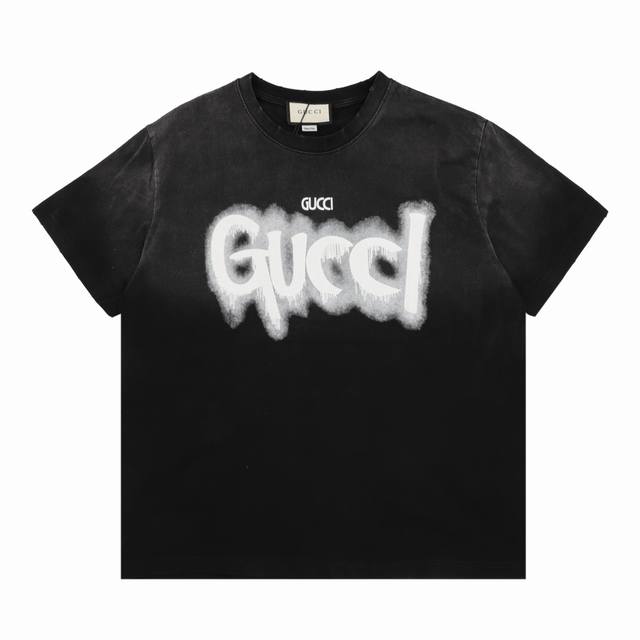 Gucci 古驰 水洗草写字母印花圆领T恤 Size：S-L