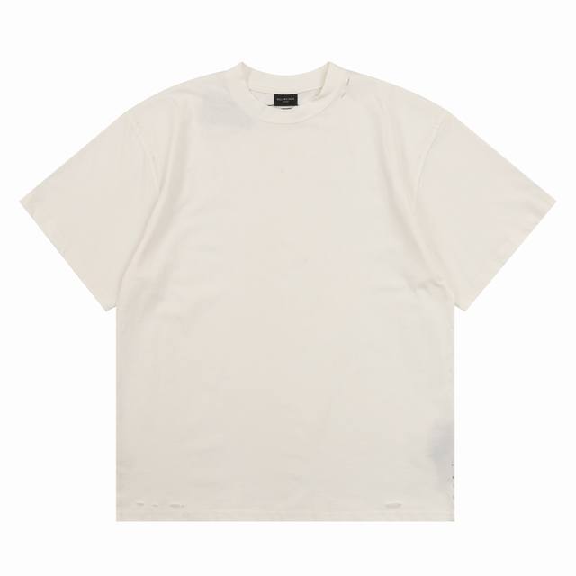 Balenciaga 巴黎世家 背后厚胶印花字母破坏短袖 尺码：1-4