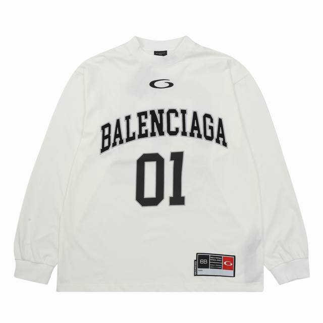 Balenciaga 巴黎世家 新款刺绣01号篮球长袖球服 Size：1-4