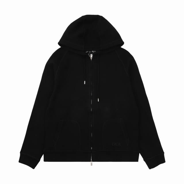 Dior 迪奥 字母刺绣提花羊绒针织拉链连帽衫 尺码：S-Xl