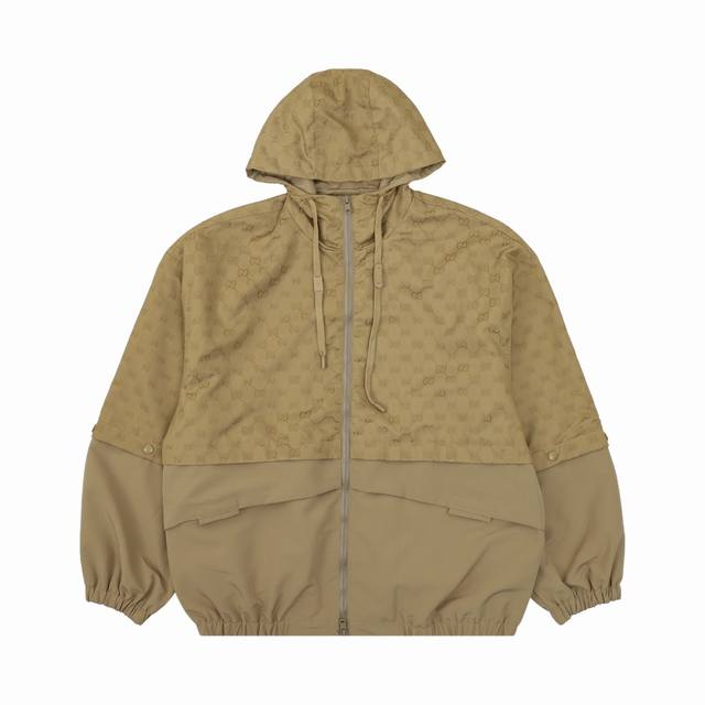Gucci 古驰 拼接满印老花连帽风衣外套 Size：Xs-L