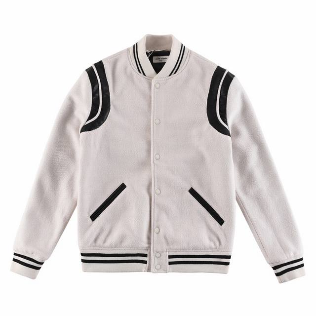 Saint Laurent Paris 圣罗兰 经典拼皮棒球领夹克外套 Size：46-52