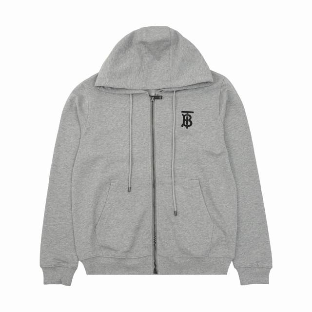 Burberry 巴宝莉 胸口徽标格帽拉链连帽卫衣 尺码：S-Xl
