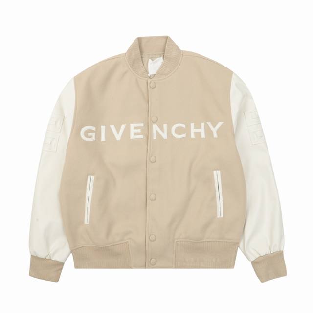 Gvc 新配色刺绣字母皮袖拼接羊毛呢棒球服夹克 温馨提示：建议干洗，禁止机洗！ Size：Xs-L