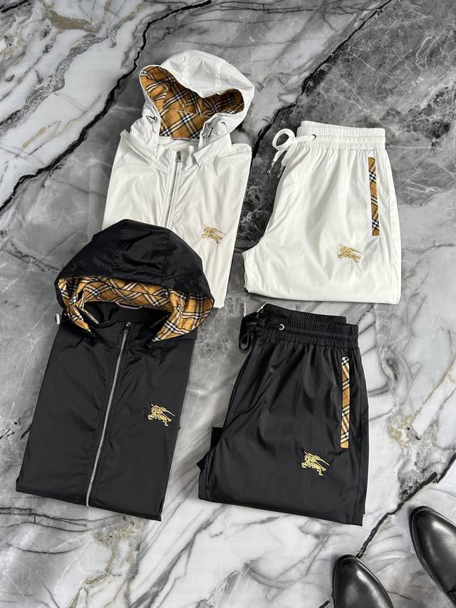 Mos Burberry 巴宝莉 春夏Gw专柜新品 顶级原单时尚男士短袖短裤运动休闲套装。 帽子可拆卸 立体剪裁设计型格简约不失精炼，轮廓感优越，带来全新的夏天