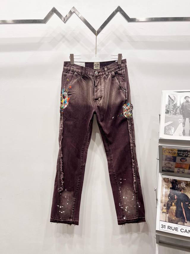 款号: C079 Gallery Dept #La Flare Carpenter Pants Roddy Ricch同款 泼墨水洗喇叭工装裤 棕色 不同水洗质