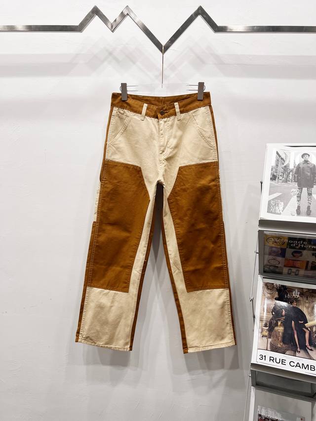 款号：: R047 Carhartt Wip 卡哈特工装双膝裤伐木裤拼色拼接Cleanfit工装宽松直筒长裤B01Vibe风 卡哈特Vintage牛仔裤B01非