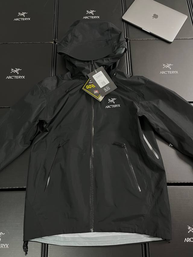 顶级版本 黑色 款号J88 Arc‘Teryx Beta Lt Gore-Tex Jacket-Men's始祖鸟户外防水硬壳全压胶冲锋衣夹克外套 -Yb四次压胶