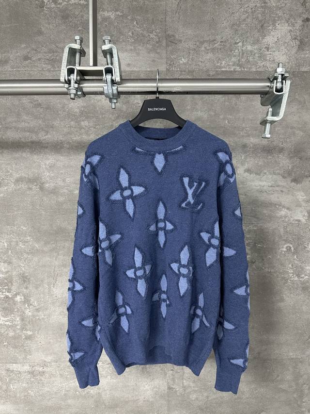 Lv 路易 25Fw新款凹凸提花嵌花Logo字母针织圆领毛衣 年度最高逼格神级单品，真材实料打造无敌口碑，时髦与保暖度并进，宽松大版型，谁穿都超级有气质～ 无性