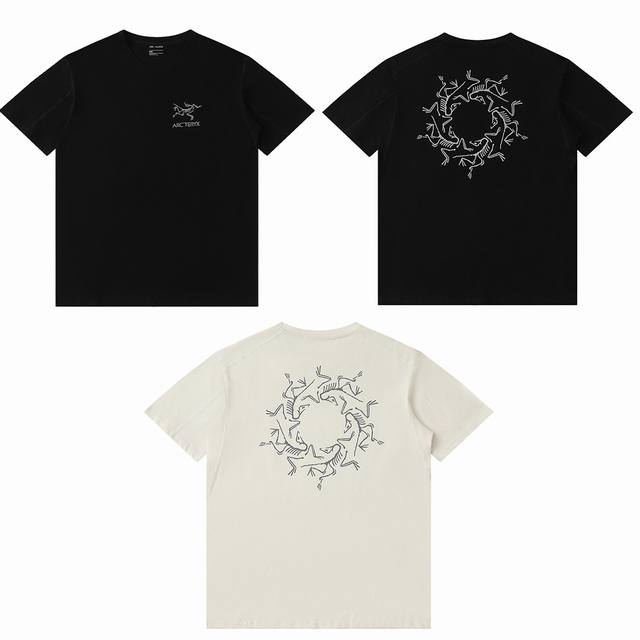 Arcteryx始祖鸟System_A系列Drop20 Asos Solarium 品牌印花Logo反光图案圆领直筒短袖 Ss24T恤男女同款 -面料：240克