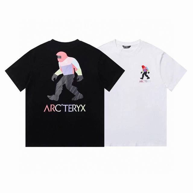 始祖鸟Arcteryx X Bigfoot Sv Polychrome 联名款 大脚怪卡通图案轻量短袖T恤 男女同简单耐看的设计 Is 剪裁宽松风格 男女同款