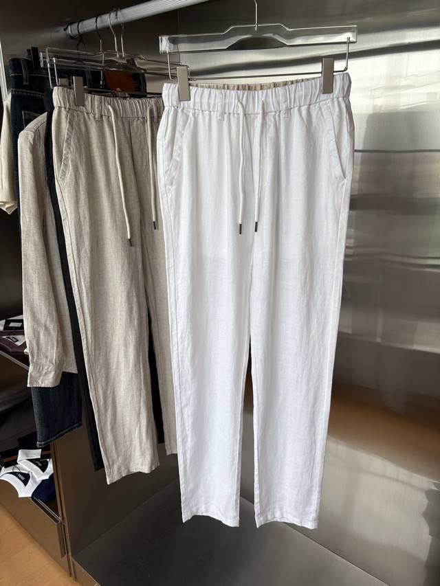Tu Lp2560年夏季新款100%纯亚麻简约百搭薄款透气直筒休闲长裤，面料柔软舒适透气&休闲百搭 颜色：白色、原麻色、黑色 尺码：M-3Xl